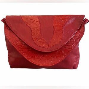 VTG Saereun New York embossed leather double flap bag